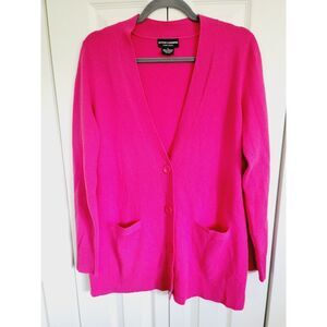 Sutton Modern Classics XL Hot Pink 100% Cashmere V-Neck Cardigan Sweater